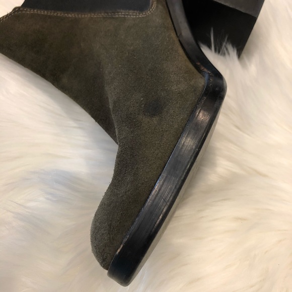 TOPSHOP Missile Olive Green Suede Chelsea Boots - Picture 11 of 15